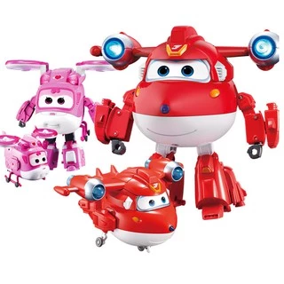 Super wings đồ chơi lắp ghép biến hình có âm thanh và đèn mô hình robot cỡ lớn: Jett, Donnie Astra Dizzy siêu cấp