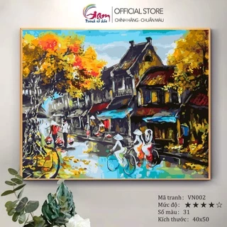 Tranh tô màu theo số phong cảnh phố cổ Việt Nam GAM có khung 40x50cm VN002