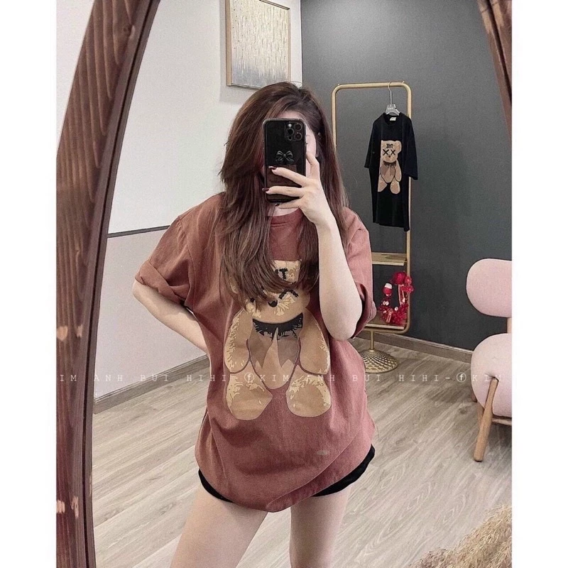 Áo thun nữchất cotton loại đẹp dáng rộng giấu quần  dài 70cm