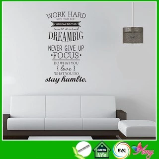 [HOT] Decal tiếng anh dán tường tạo động lực WORK HARD - DREAMBIG AmyShop