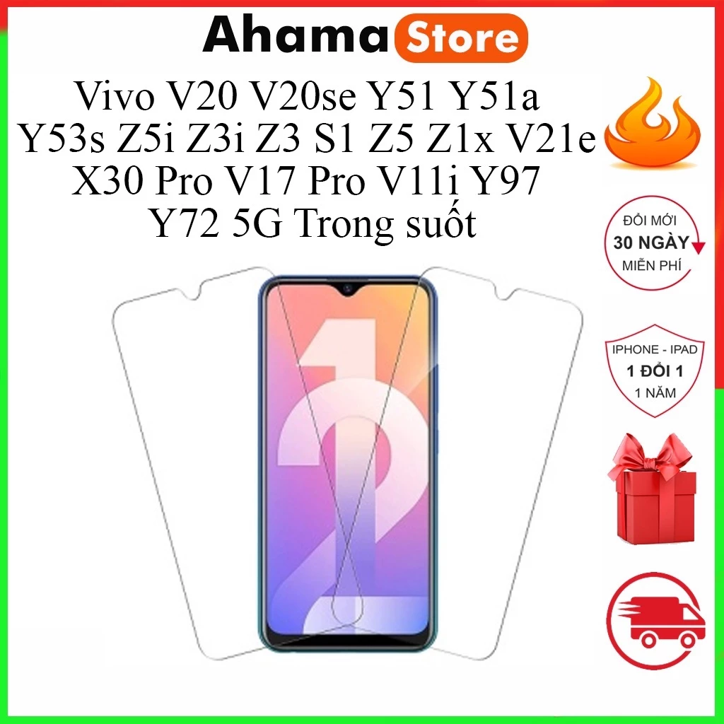 Kính cường lực vivo V20 V20se Y51 Y51a Y53s Z5i Z3i Z3 S1 Z5 Z1x V19 Neo V21 V21e X30 Pro V17 Pro V11i Y97 Y72 5G [THT]