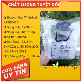 Túi truyền súc ruột Enema 1200ml; túi truyền cafe thải độc đại tràng; túi thụt tháo đại tràng