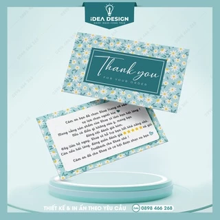 Card Cám Ơn, Card Thank You, Thiệp Cảm Ơn - Size 9x5,4cm - Giấy C300 Cán Màng Mờ 2 Mặt Họa Tiết Hoa Lá