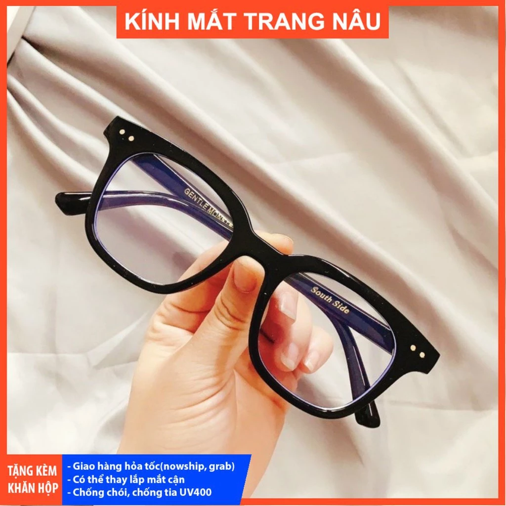 MẮT KÍNH GIẢ CẬN GỌNG CHỮ V FORM VUÔNG 2 CHẤM HOT TREND CỰC ĐẸP 3313 - Kính Mắt Trang Nâu