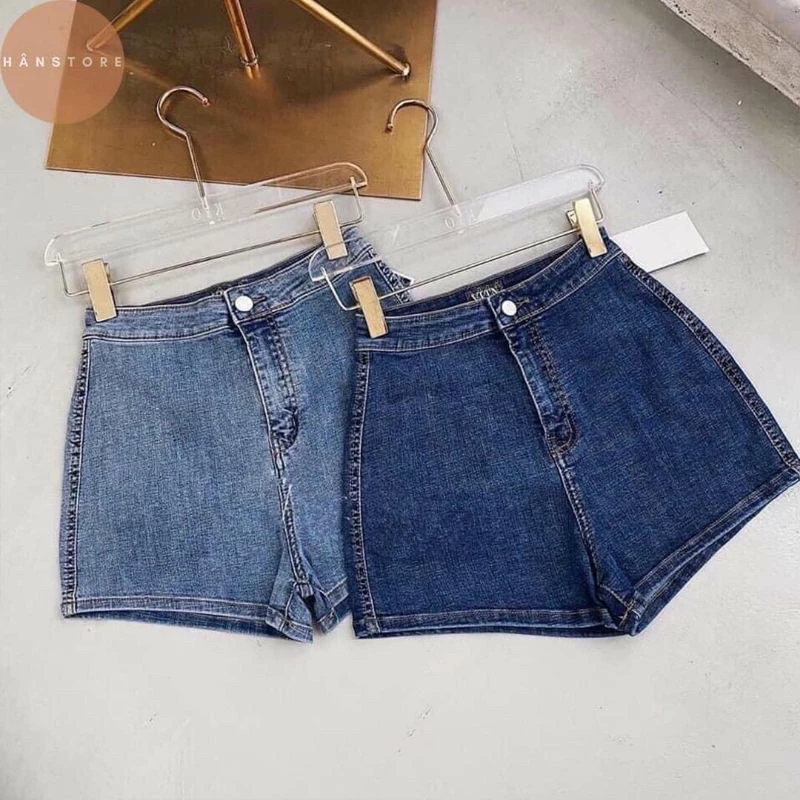 Quần Short jean Nữ Cạp Cao không túi tôn dáng