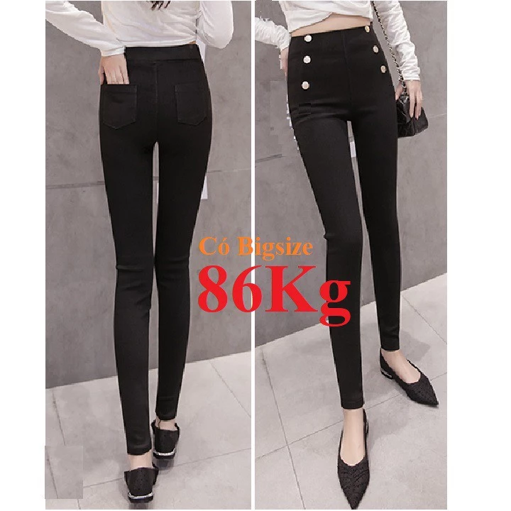 QUẦN TREGGING CẠP CAO 6 KHUY CHUN SƯỜN, quần legging lưng cao, có Size Đại 86KG Bigsize