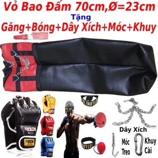 [FREE SHIP MAX] Vỏ bao cát đấm bốc boxing 70cm bằng da kamat 2 lớp bền bỉ tặng kèm full 5 quà tặng hỗ trợ tập luyện