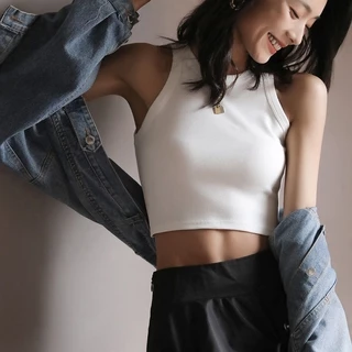 Áo croptop ba lỗ COZOKC vải cotton co giãn thời trang cho nữ