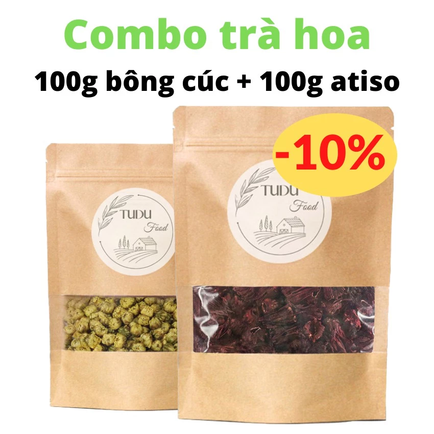 Combo Trà Hoa Cúc, Trà Atiso Đỏ Tudu Food Loại 1 Chất Lượng Tốt Đóng Túi Zip Giấy Thực Phẩm 100g Mỗi Loại