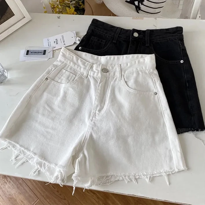 Quần Short Jeans Lưng Cao Ống Rộng Thời Trang Cho Nữ