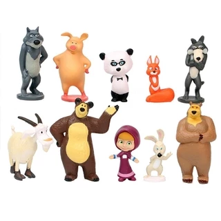 Set 10 Mô Hình Đồ Chơi Nhân Vật Hoạt Hình Masha And The Bear