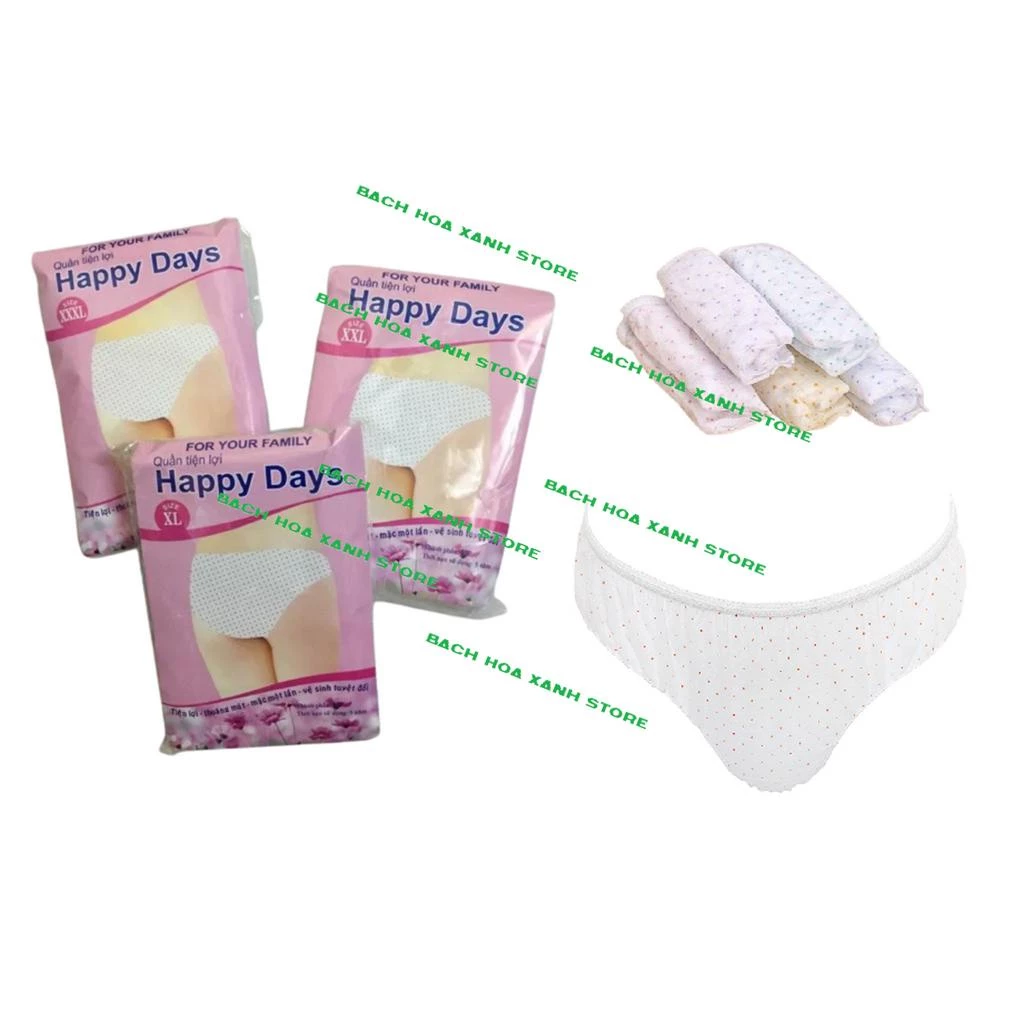 Set 15 quần lót giấy dùng 1 lần HAPPY, quần lót giấy cho bà bầu sau sinh,du lịch sản xuất Việt Nam