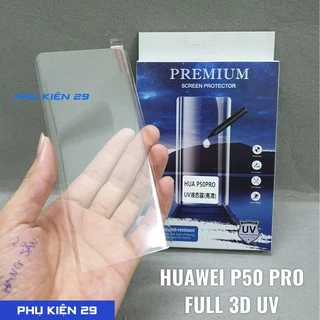 [Huawei P40 Pro/ P50 Pro] Dán kính cường lực FULL màn FULL keo cao cấp UV BULLETPROOF