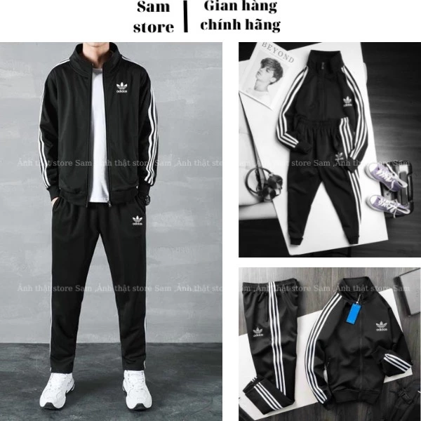 bộ thể thao nam adidas cao cấp 3 sọc mặc mùa hè nữ das thun poly