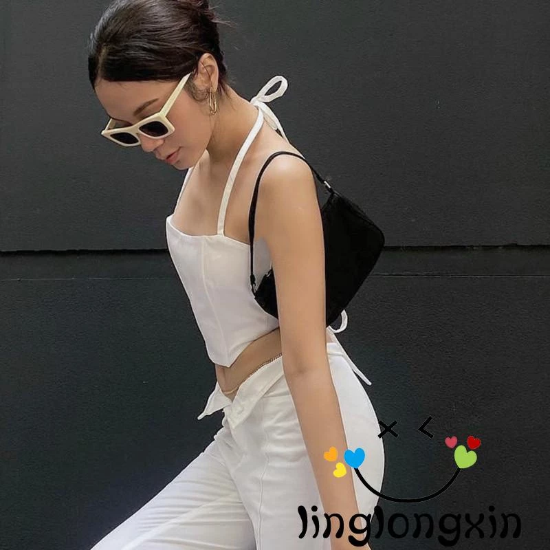 Áo Crop Top 2 Dây Hở Lưng Màu Sắc Thời Trang Mùa Hè Cho Nữ