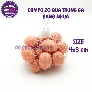 Bộ đồ chơi 20 quả trứng gà bằng nhựa túi lưới SIZE 4x3 cm