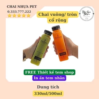 Combo 10 Chai Nhựa PET Vuông/ Tròn Cổ Rộng 330ml/500ml Đựng Trà Sữa Nước Ép_Bùi Gia Store