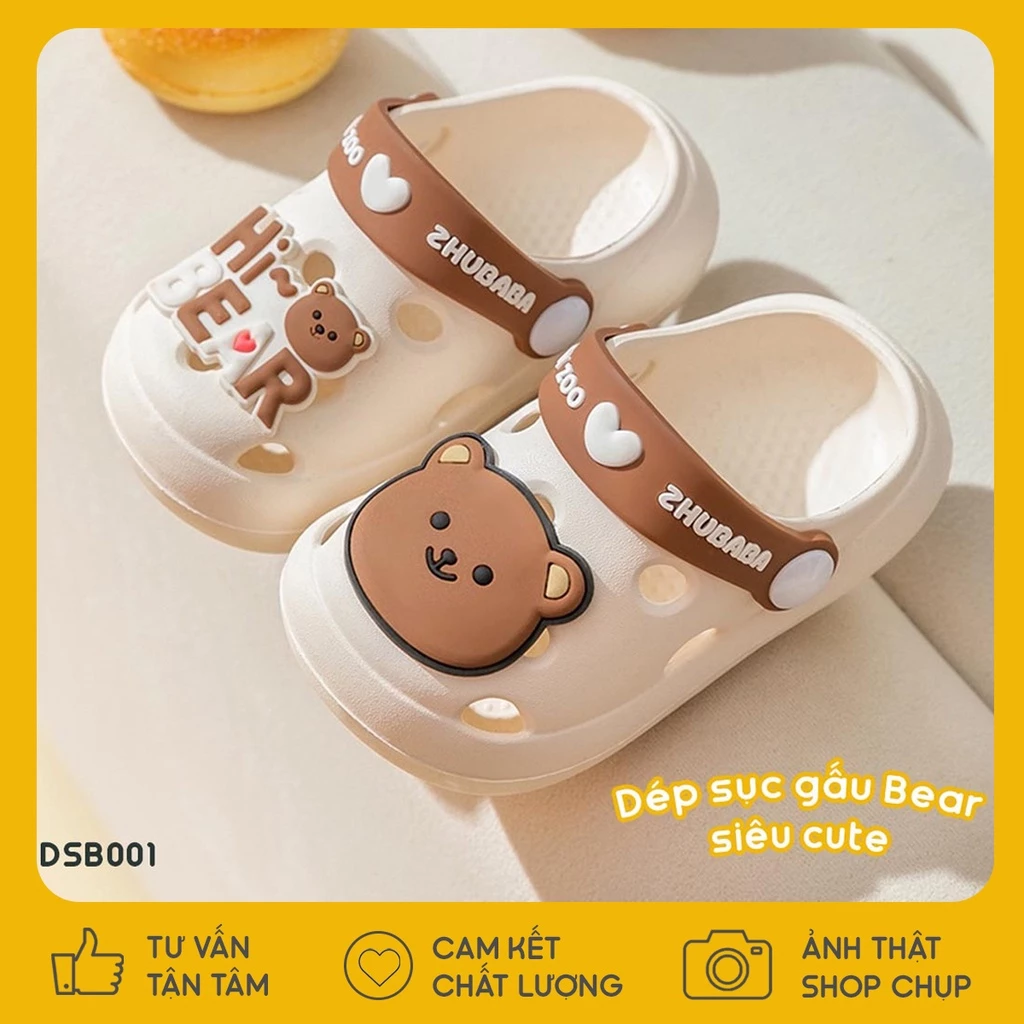 Dép sục gấu Bear siêu mềm - chống trượt - chống nước cho bé yêu