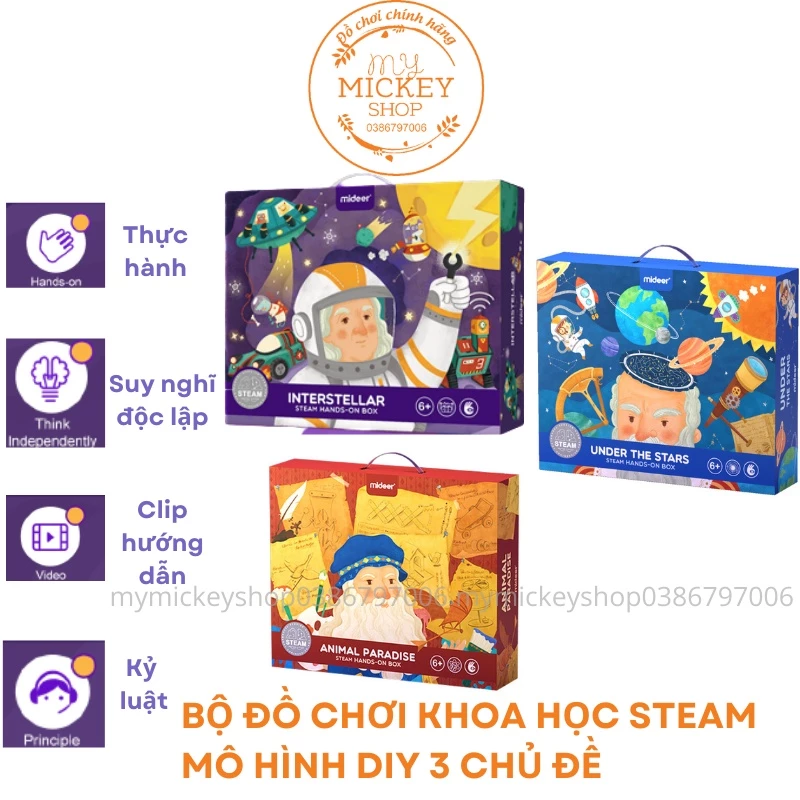 Bộ đồ chơi Mideer bé tự làm khoa học STEM STEAM lắp ráp phương tiện thủ công bằng tay DIY đồ chơi thông minh từ 6 tuổi