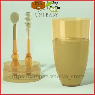 Bộ Rơ Lưỡi Silicon Bàn Chải Đánh Răng Mềm Mại Cho Bé Từ 0-18 Tháng Uni Baby