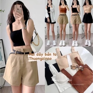 [RẺ VÔ ĐỊCH] Áo 2 dây bản to có mút ngực 2 dây croptop Hàn Quốc