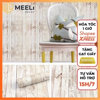 Giấy decal dán tường phòng ngủ Meeli Decor giấy dán vân gỗ nhiều màu dán tủ quần áo bàn học sẵn keo, kt 5m x 45cm, ME16