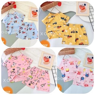 Chọn Mẫu Size Đại 7 (24-33kg) Bộ cộc xuất hàn in tràn chất cotton lạnh hàng quảng châu cho bé trai bé gái