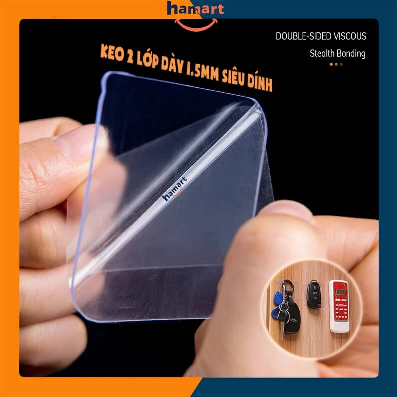 Băng Keo 2 Mặt Siêu Dính Trong Suốt Acrylic 2 Lớp Dày 1.5mm Dán Tường Chống Thấm Tiện Lợi