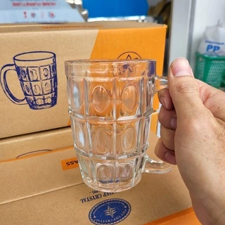 [Hộp 6 cái] Ly cốc uống bia quai na, ly mãng cầu thủy tinh 410ml thủy tinh cao cấp Việt Tiệp, Ly quai 52