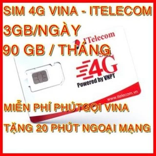Sim 4G ITelecom May - 90Gb/tháng - Miễn phí gọi
