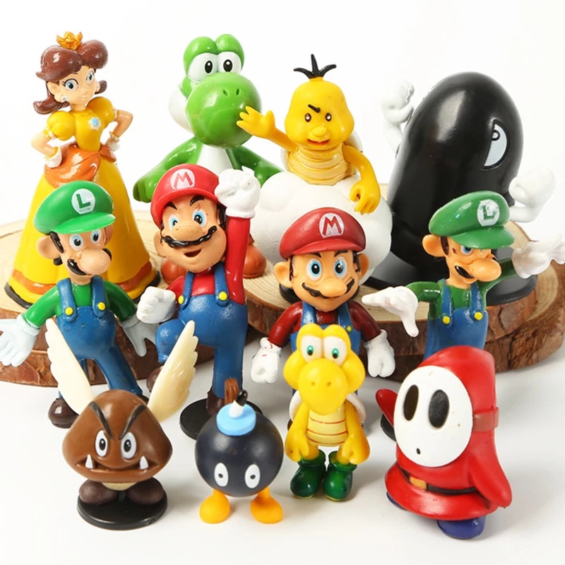 NINTENDO Set 12 Mô Hình Nhân Vật Game Super Mario Bros Luigi Yoshi Koopa Goomba Bullet Bill Shy Guy Lakitu Bằng PVC