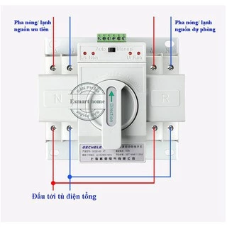 Bộ chuyển nguồn ATS 2P 63A 220V cầu dao đảo chiều tự động-bộ đổi hai nguồn điện- chuyển nguồn tự động