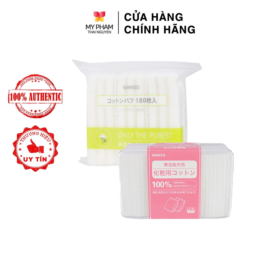 Bông tẩy trang Miniso Nhật Bản 180 miếng Thế Giới Khăn