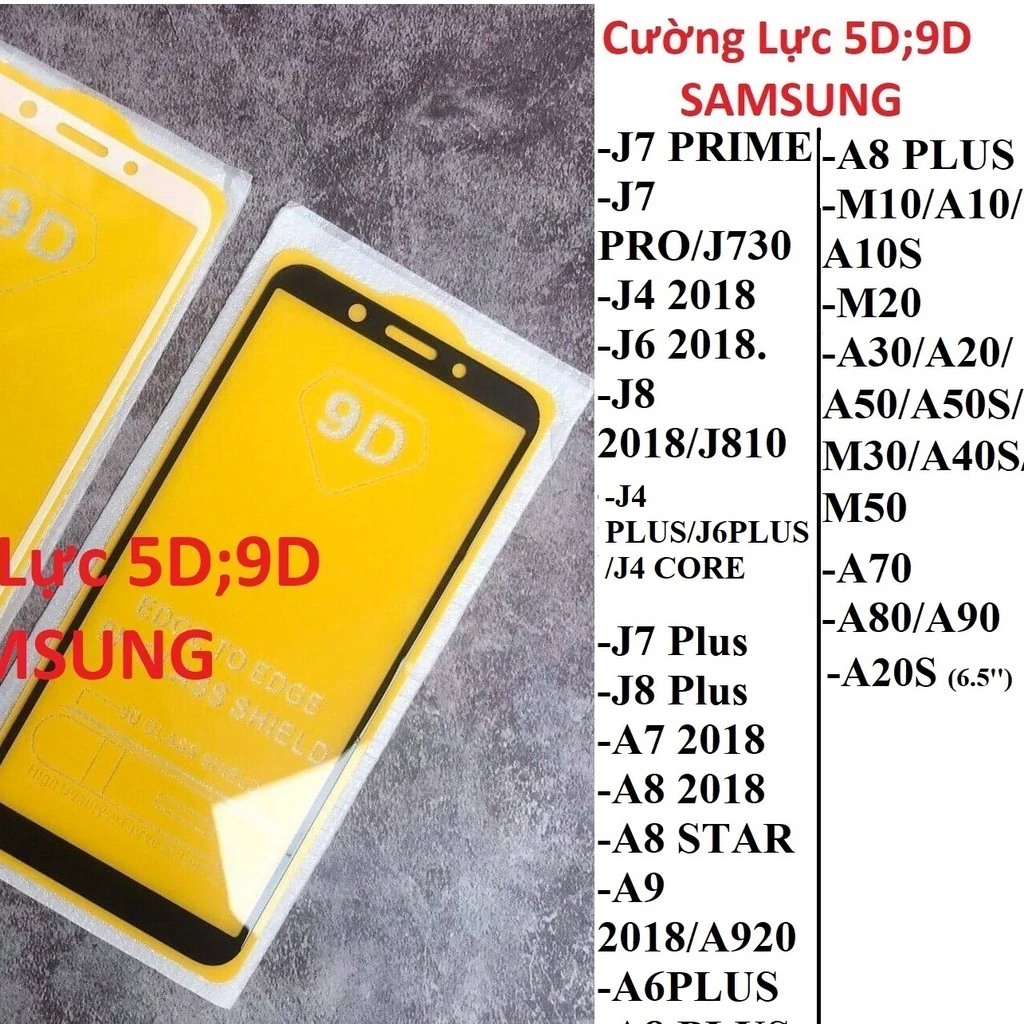 Cường lực 5D các dòng Samsung J7 PRIME, J4 PLUS,J6 PLUS, J4, j7 PRO, J6 2018,J8 2018,M20