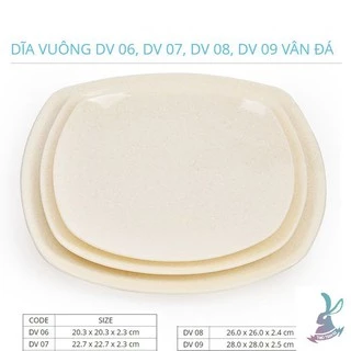 Dĩa Vuông vân đá trắng nhựa melamine cao cấp Fataco