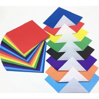 Giấy Gấp Origami 8 Màu 80 Tờ 15x15cm 70gsm (1 Mặt Trắng 1 Mặt Màu)