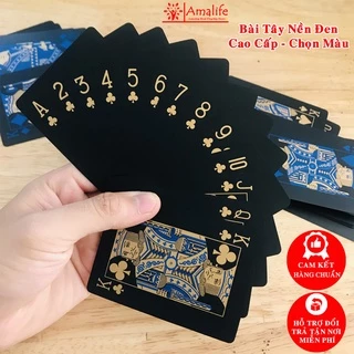 Bài Tây Poker Nền Đen Cao Cấp Chọn Màu – 54 Lá Bài Tây Đen Bằng Nhựa PVC Chống Thấm Nước Chống Gãy Bài