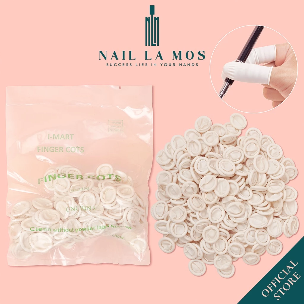 Set 200 bao ngón tay cao su làm nail và phun xăm thẩm mỹ chuyên dụng