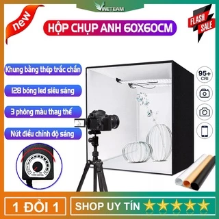 Hộp Chụp Hình Ảnh Sản Phẩm 60x60 cm M60 sở hữu hai Dãy Đèn Led Siêu Sáng + Tặng kèm 5 phông nền -dc4660