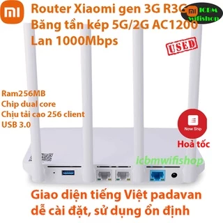 Phát wifi Xiaomi router 3G R3G  băng tần kép, ZTE 8820  Wan Lan gigabit AC1200,USB 3.0, tiếng Việt Padavan,Openwrt