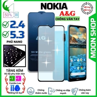 Kính Cường Lực Chống vân tay Nokia 2.4 / Nokia 5.3 - Dán Full màn hình cho điện thoại - AG Nhám phủ Nano