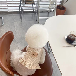 Elsabell. Đầm Cotton Mỏng Mùa Xuân Hè Phong Cách Anh Quốc In Họa Tiết Gấu/Mèo Phong Cách Hàn Quốc Cho Thú Cưng /đồ cho chó
