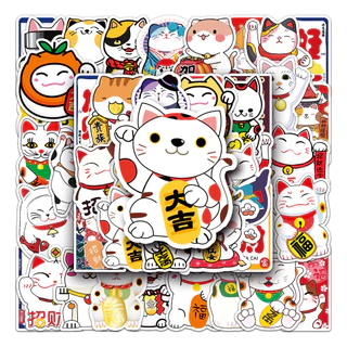 50 Mảnh Ngộ nghĩnh Fortune Cat DIY Sáng Tạo Động Cơ Dán Xe Hơi Dán Helmater Dán Nhà Decal Dán Chống Thấm Nước