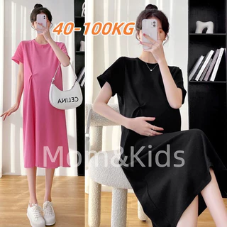 Mom & Kids High Quality Đầm Bầu Dáng Rộng Phong Cách Hàn Quốc Thời Trang Mùa Hè Cho Phụ Nữ Mang Thai 40-100KG