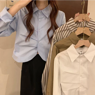 Áo Sơ Mi Nữ Dài Tay Dáng Rộng Phong Cách Hàn Quốc Baju Baju Wanita Lengan Panjang Hàng Mới Có Sẵn