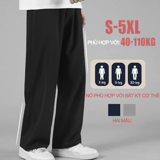 Quần Joggers / Quần Thể Thao Ống Rộng Bằng Lụa Lạnh Mỏng Cắt Thẳng Màu Đen / Xám Kích Thước S-5XL Phong Cách Hip Hop Cho Nam