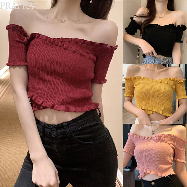 Áo Croptop Trễ Vai Quyến Rũ Cho Nữ