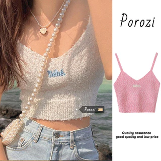 Porozi Áo croptop Hai Dây Cổ Chữ V Xinh Xắn Dành Cho Nữ