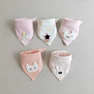 Set 5 Yếm Ăn Cotton Hình Tam Giác Dành Cho Các Bé