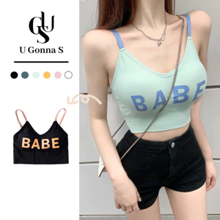 Áo kiểu crop top U GONNA S hai dây cổ chữ V có đệm ngực điều chỉnh được siêu mềm mại 6 màu sắc tùy chọn thể thao cho nữ